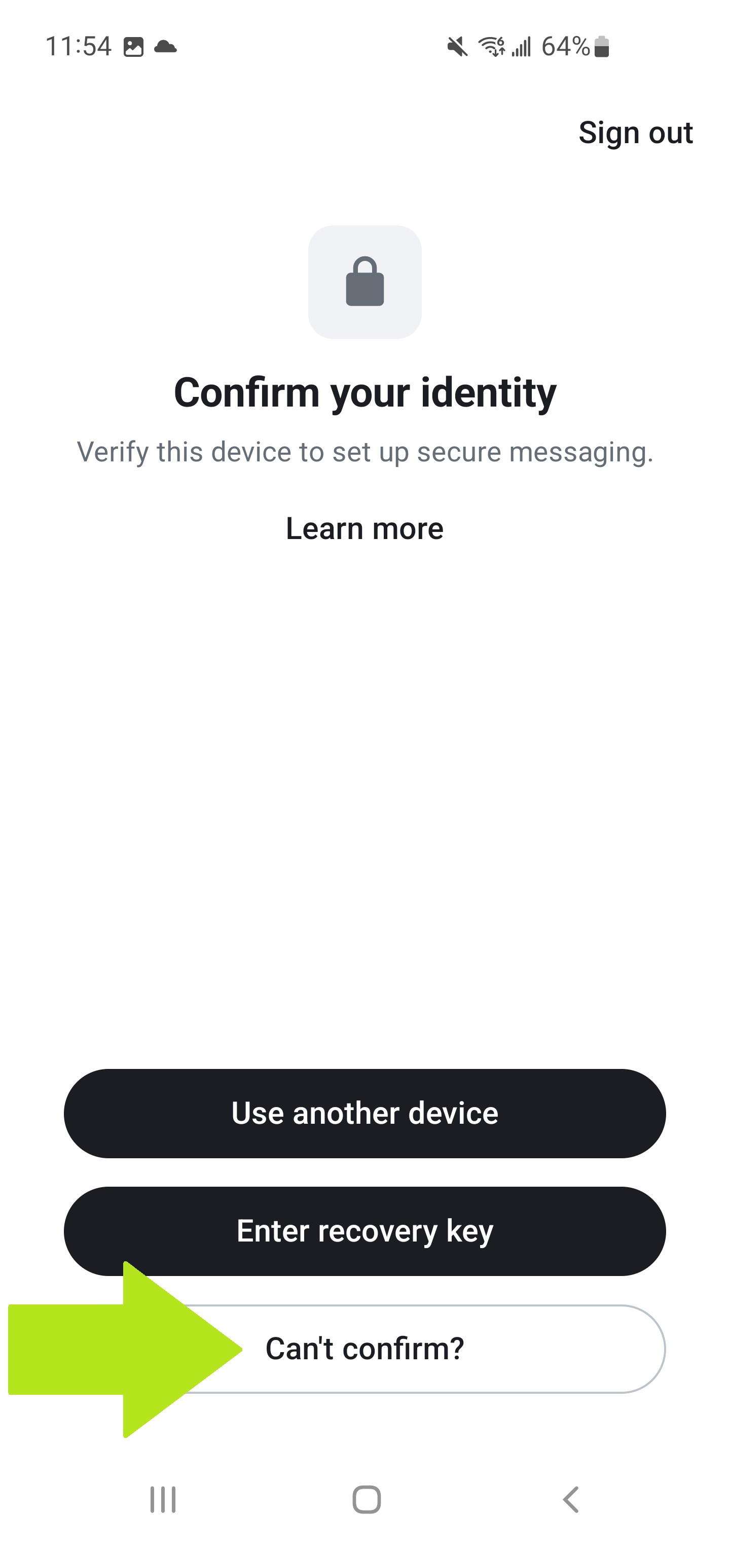Tapping Can't confirm link